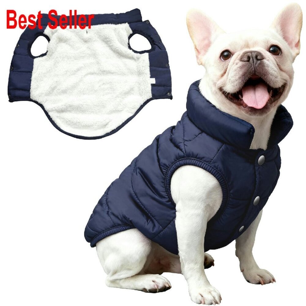 Waterproof Fleece Dog Puffer Jacket Winter Warm Vest Cozy Pet Coat